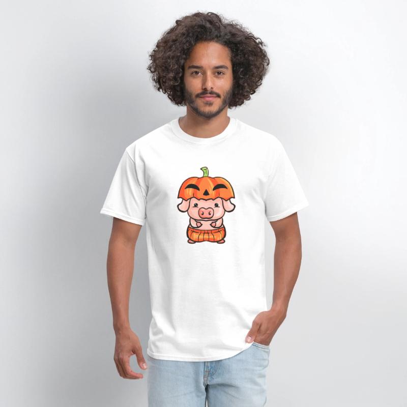 Little Pink Pig Dresses As A Pumpkin For Halloween