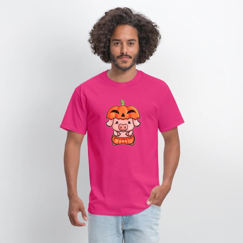 Little Pink Pig Dresses As A Pumpkin For Halloween