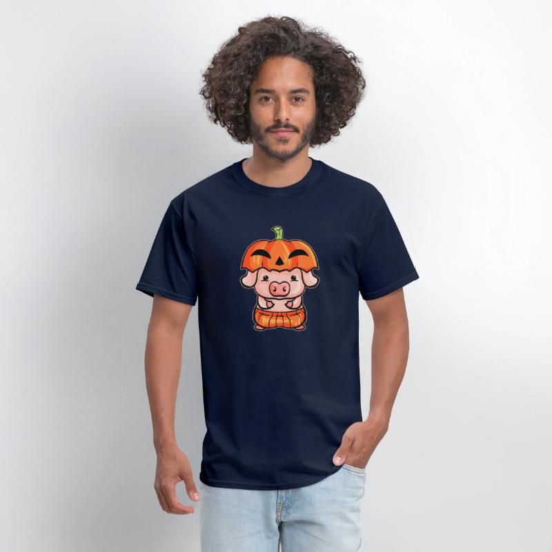 Little Pink Pig Dresses As A Pumpkin For Halloween