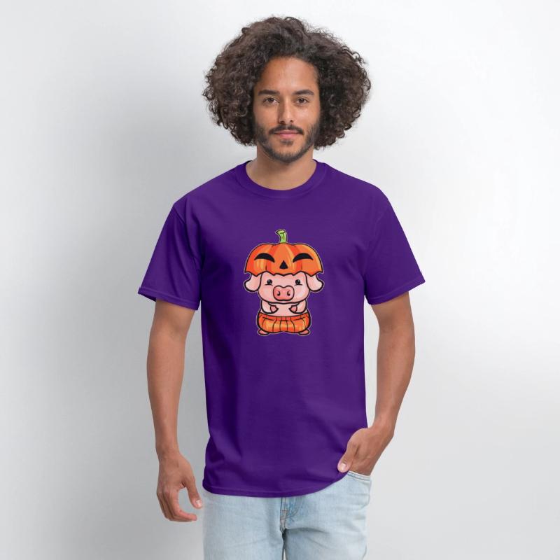 Little Pink Pig Dresses As A Pumpkin For Halloween