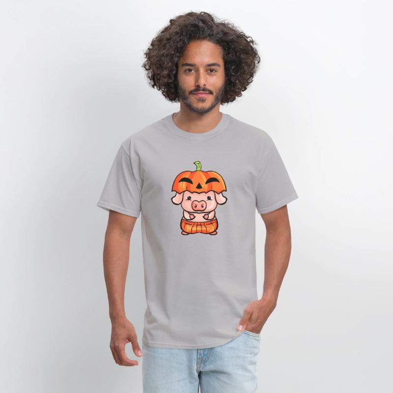 Little Pink Pig Dresses As A Pumpkin For Halloween