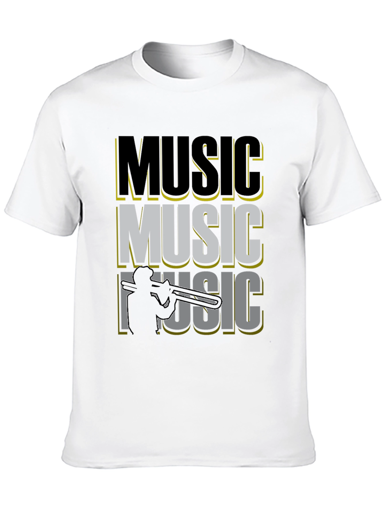 Music Trombone Graphic Print Black T-Shirt