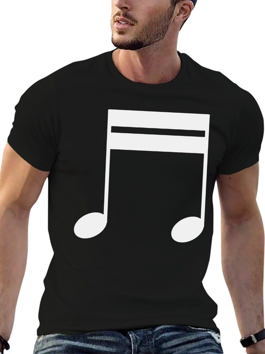 Music Note Graphic Tee - Black Cotton T-Shirt