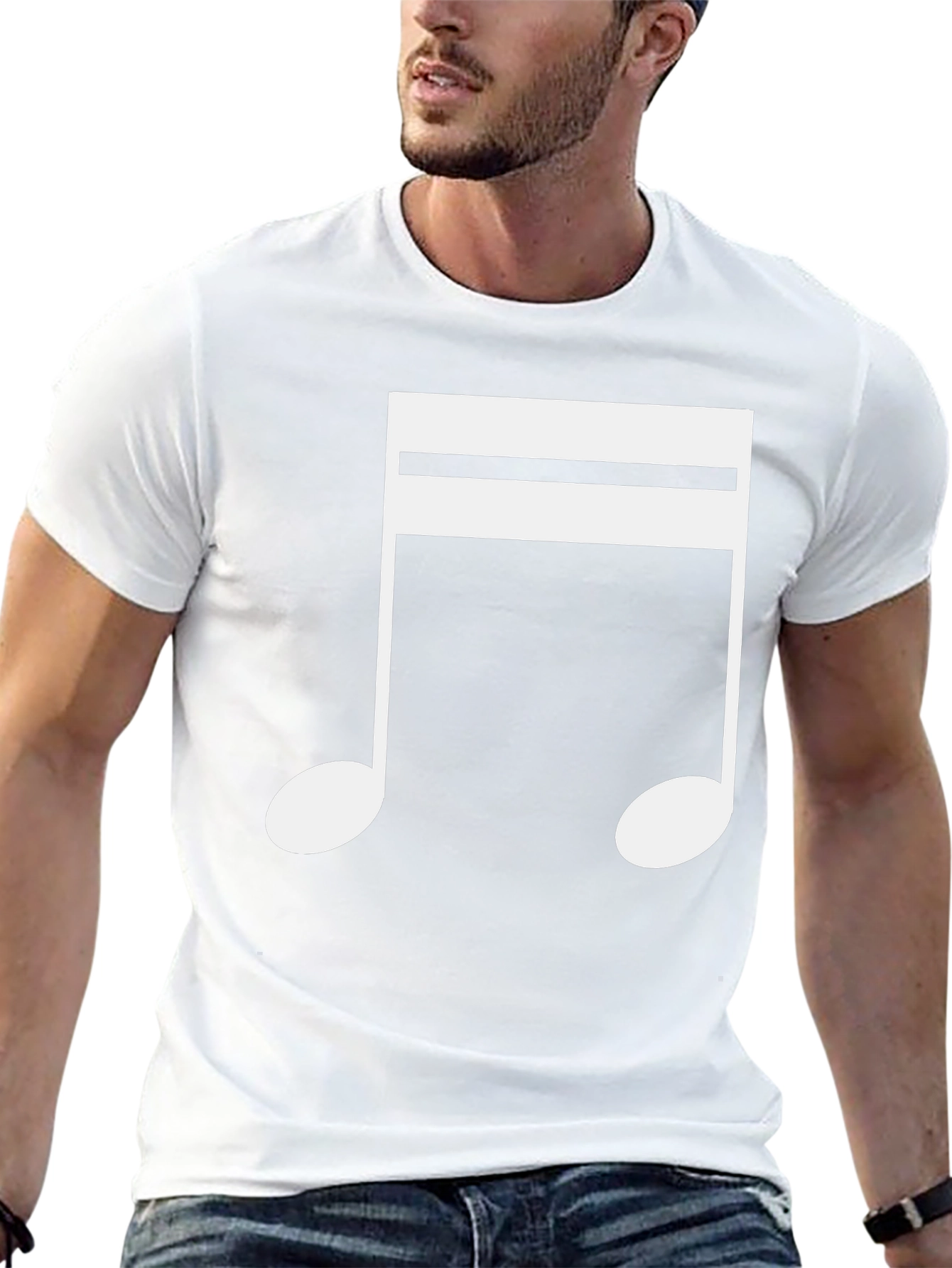 Music Note Graphic Tee - Black Cotton T-Shirt