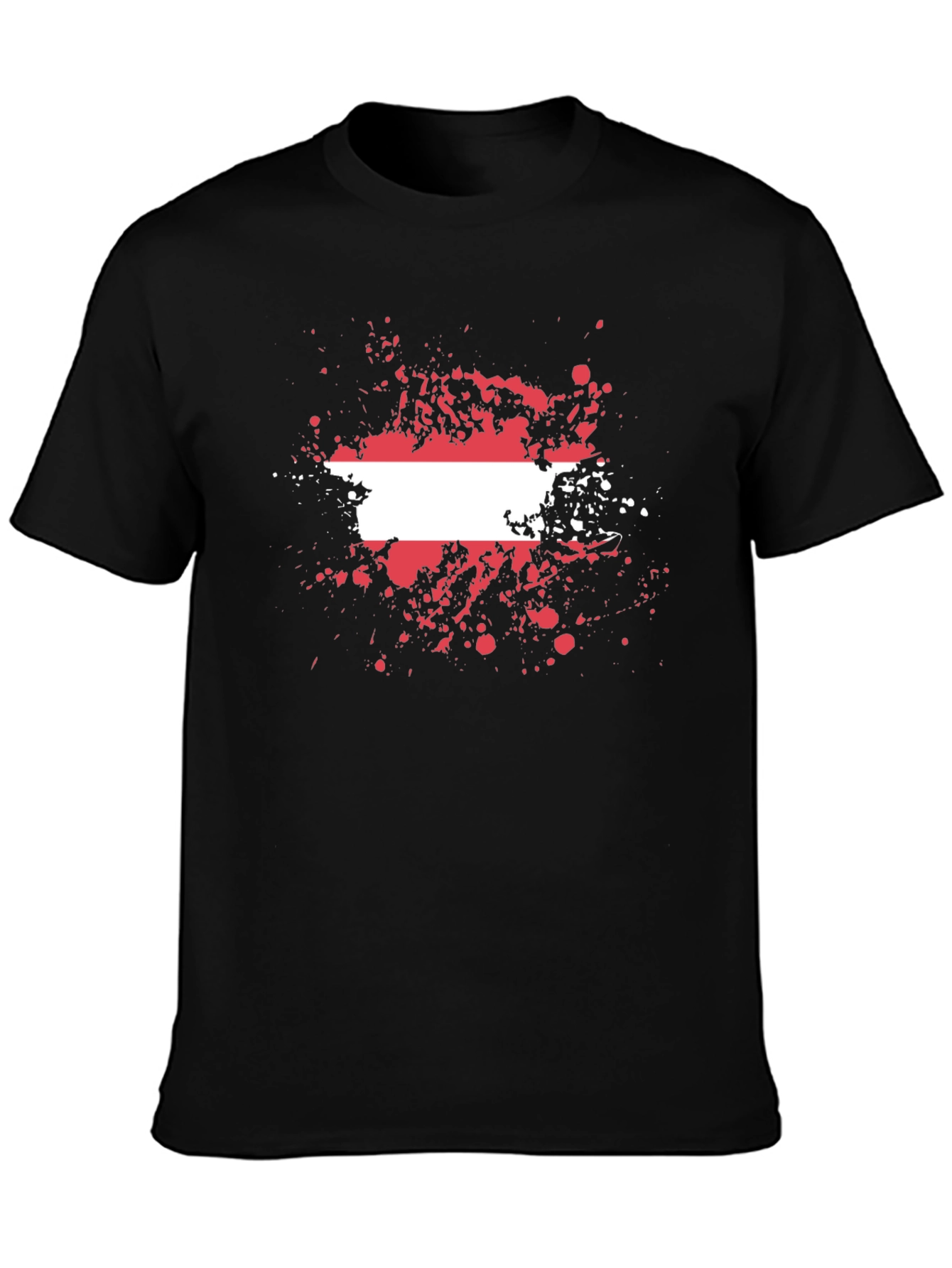Austria Flag Splatter T-Shirt - Black