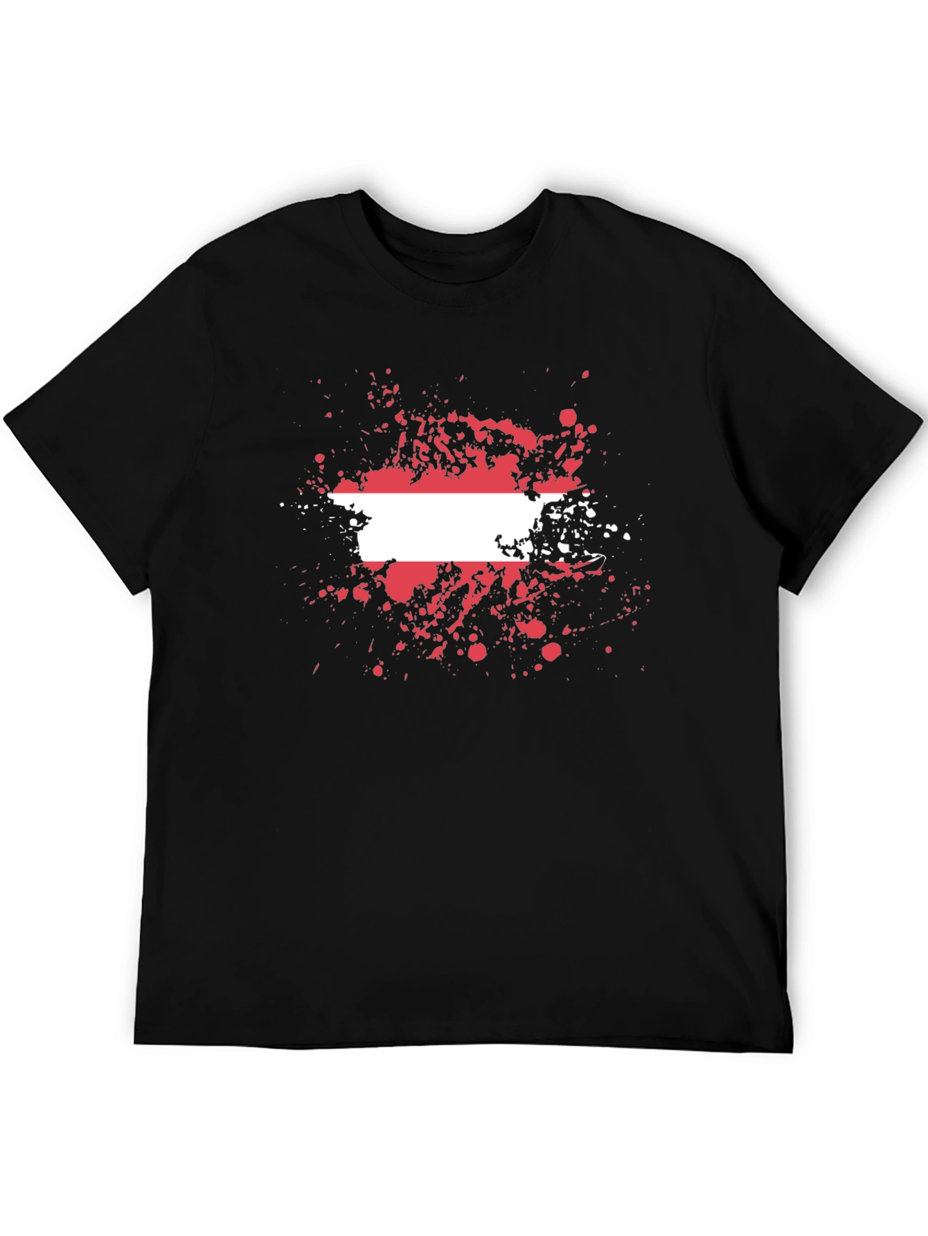 Austria Flag Splatter T-Shirt - Black