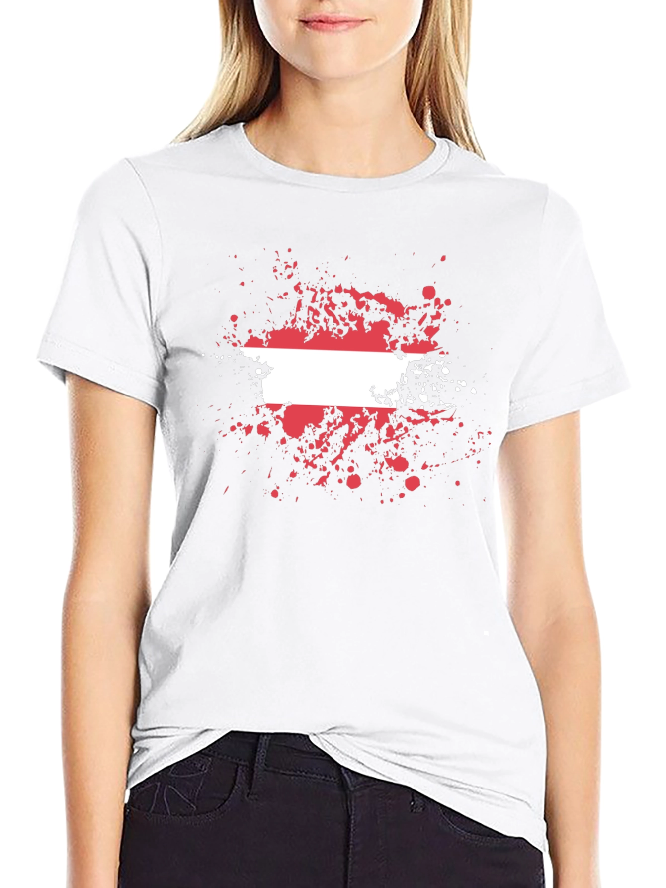 Austria Flag Splatter T-Shirt - Black