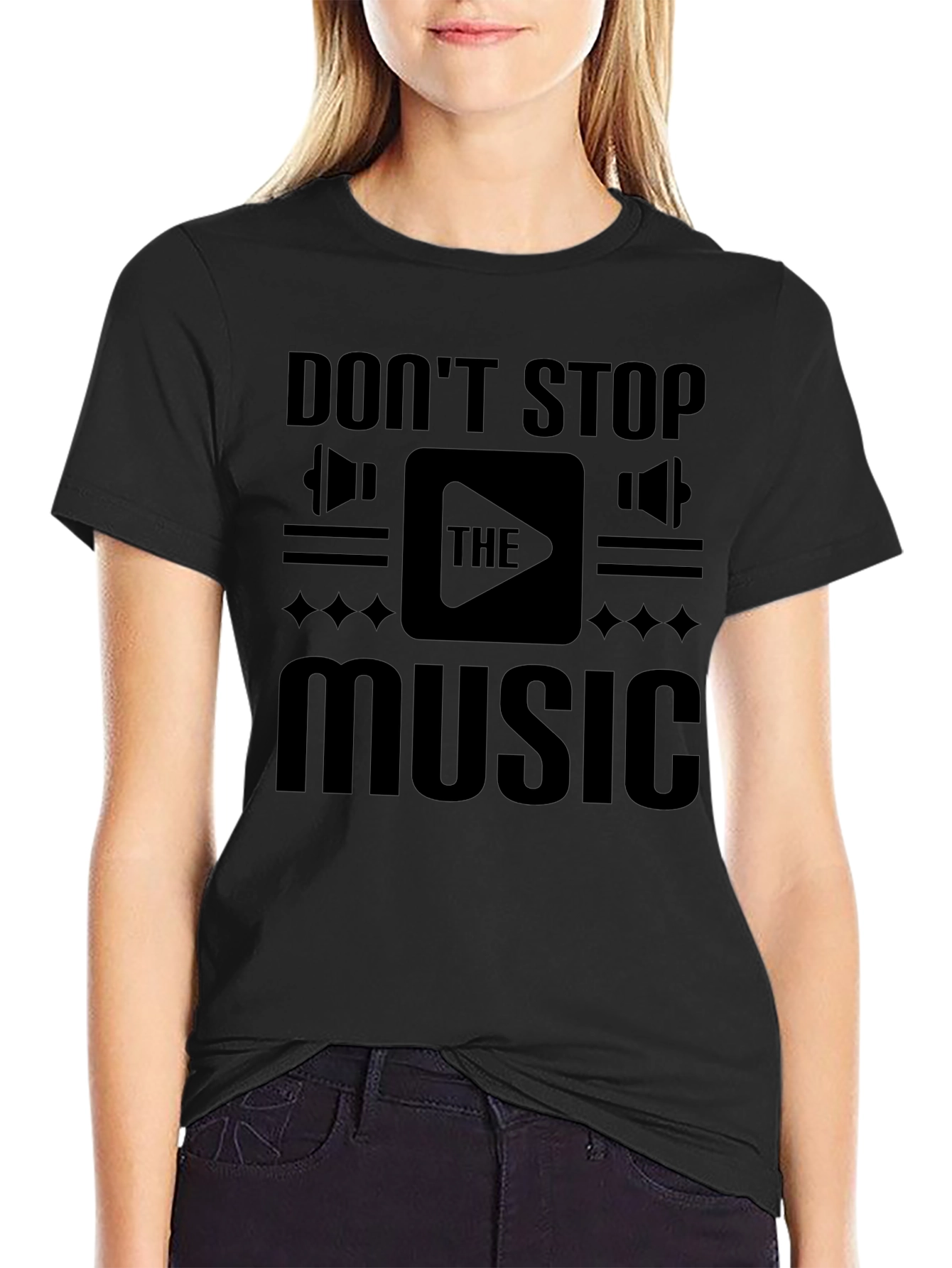 Dont Stop The Music Black Graphic Tee