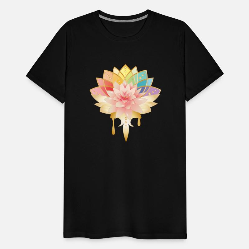 Lotus with golden flowers icon in pastel colors