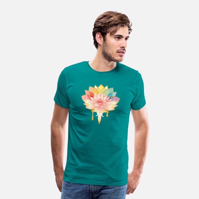 Lotus with golden flowers icon in pastel colors