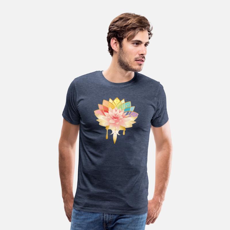 Lotus with golden flowers icon in pastel colors