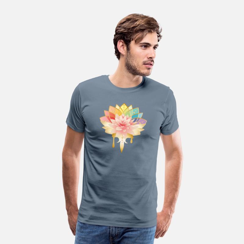 Lotus with golden flowers icon in pastel colors