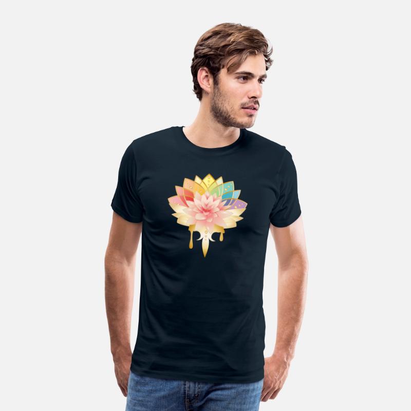 Lotus with golden flowers icon in pastel colors
