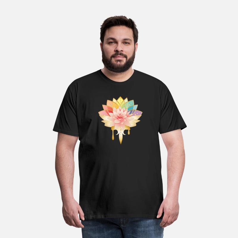 Lotus with golden flowers icon in pastel colors