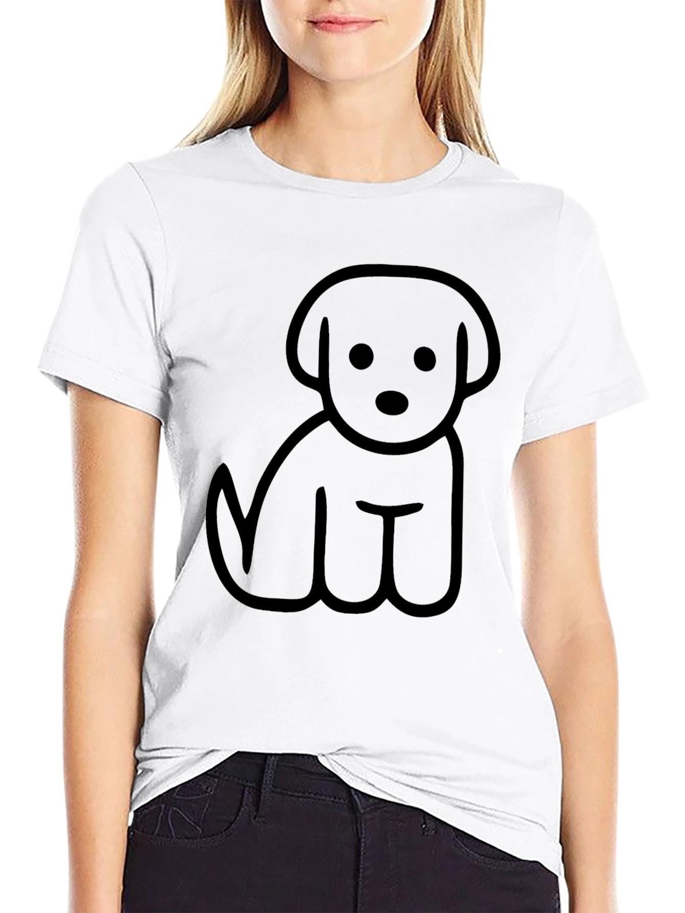 Cute Dog Graphic Tee - Casual Black T-Shirt