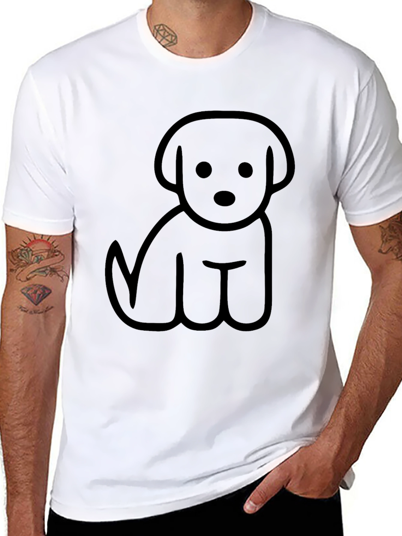 Cute Dog Graphic Tee - Casual Black T-Shirt