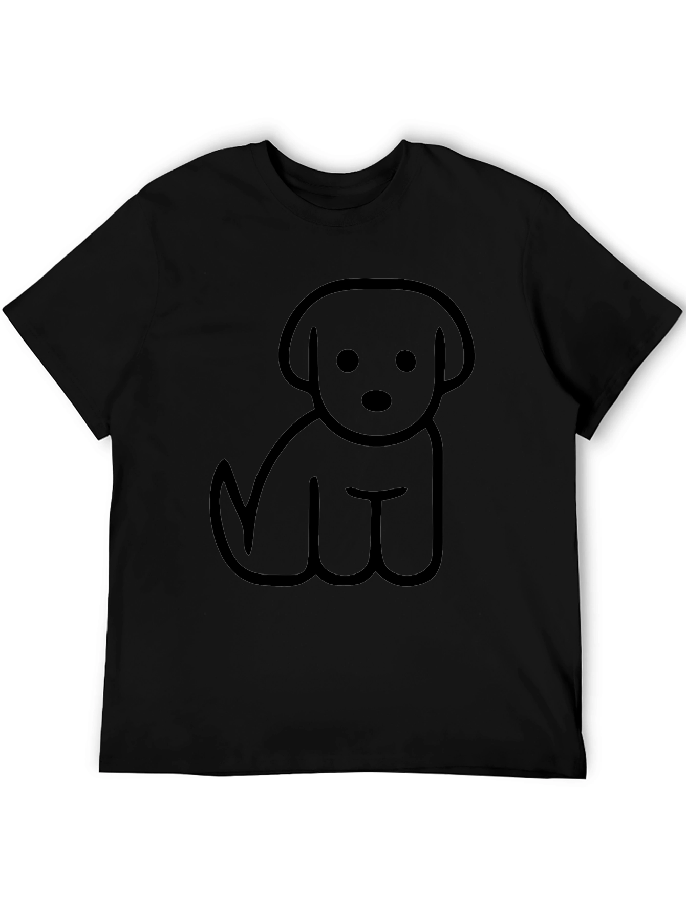 Cute Dog Graphic Tee - Casual Black T-Shirt