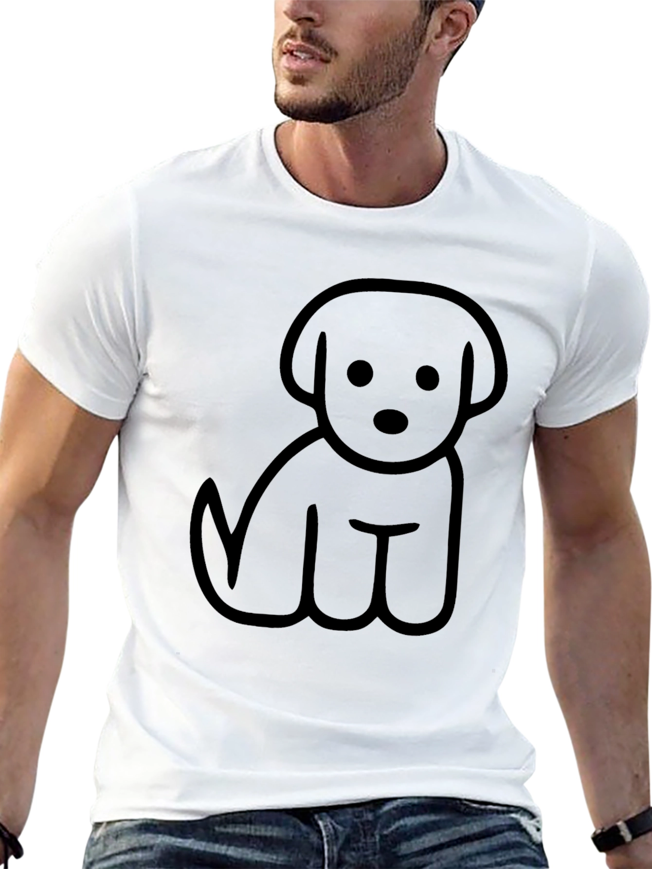 Cute Dog Graphic Tee - Casual Black T-Shirt