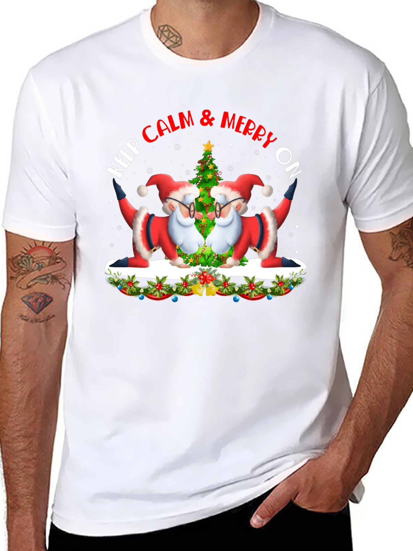 Keep Calm & Merry On Santa T-Shirt
