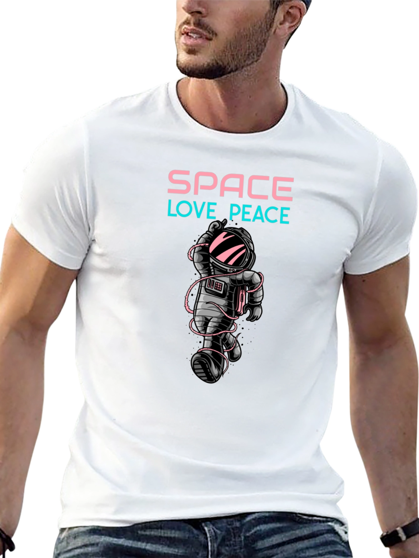 Space Love Peace Graphic T-Shirt