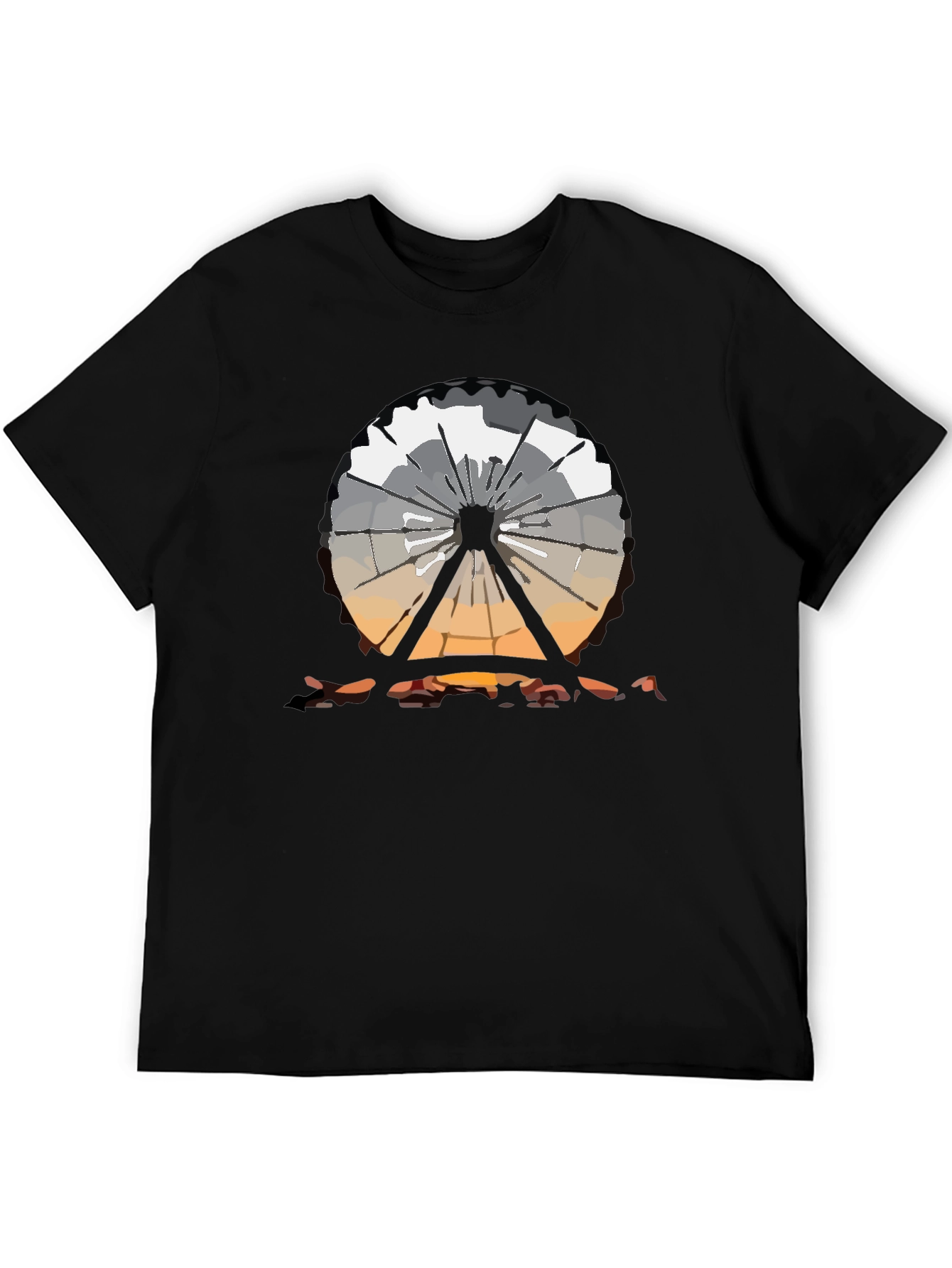 Ferris Wheel Graphic Tee - Black Cotton T-Shirt