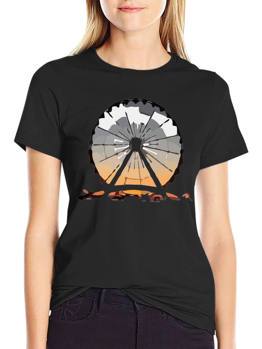 Ferris Wheel Graphic Tee - Black Cotton T-Shirt