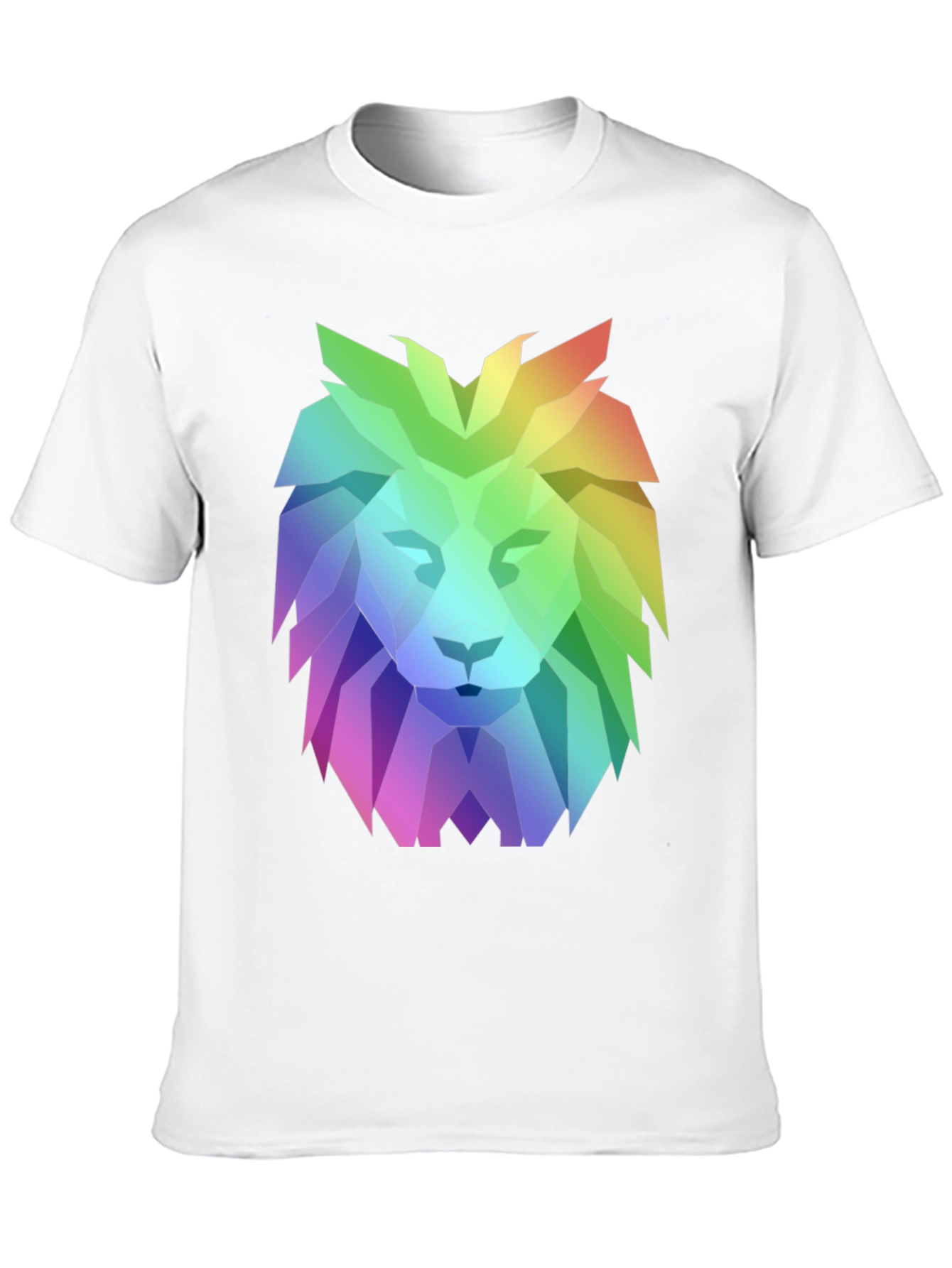 Geometric Lion Graphic Tee - Bold Rainbow Design