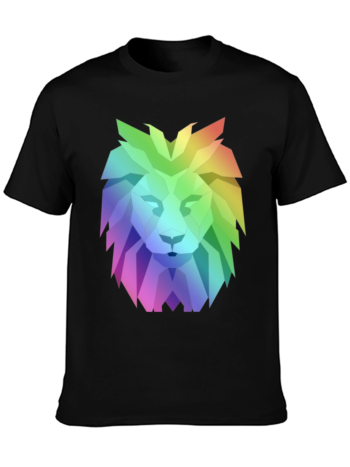 Geometric Lion Graphic Tee - Bold Rainbow Design
