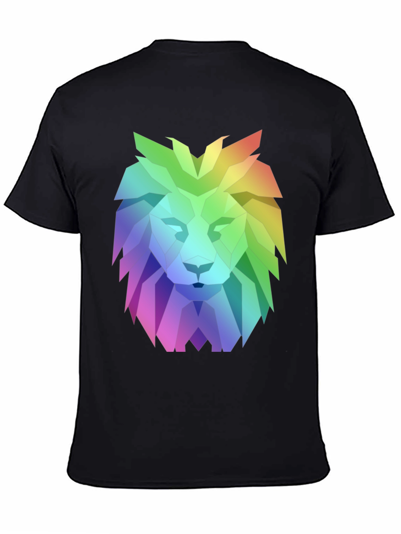 Geometric Lion Graphic Tee - Bold Rainbow Design