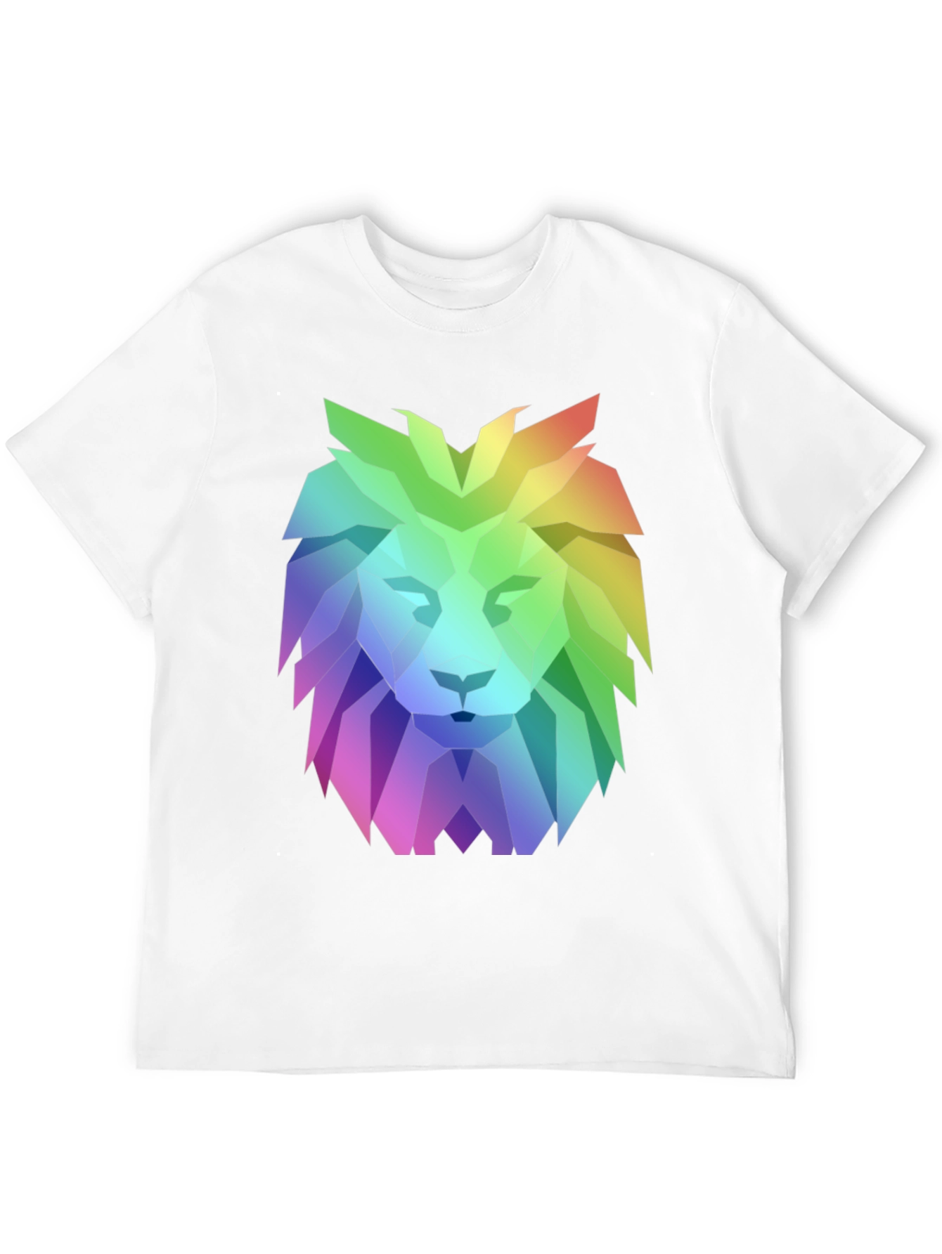 Geometric Lion Graphic Tee - Bold Rainbow Design