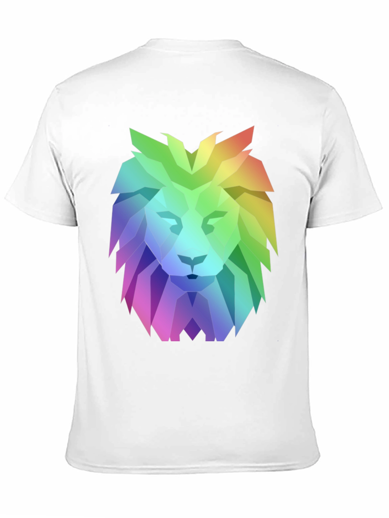 Geometric Lion Graphic Tee - Bold Rainbow Design
