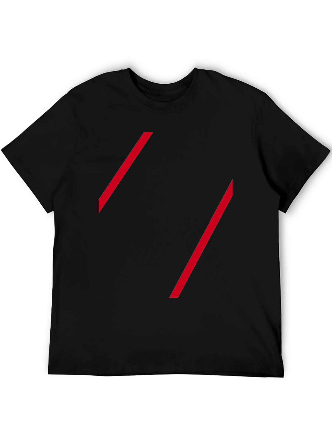 Modern Black Tee with Red Diagonal Lines