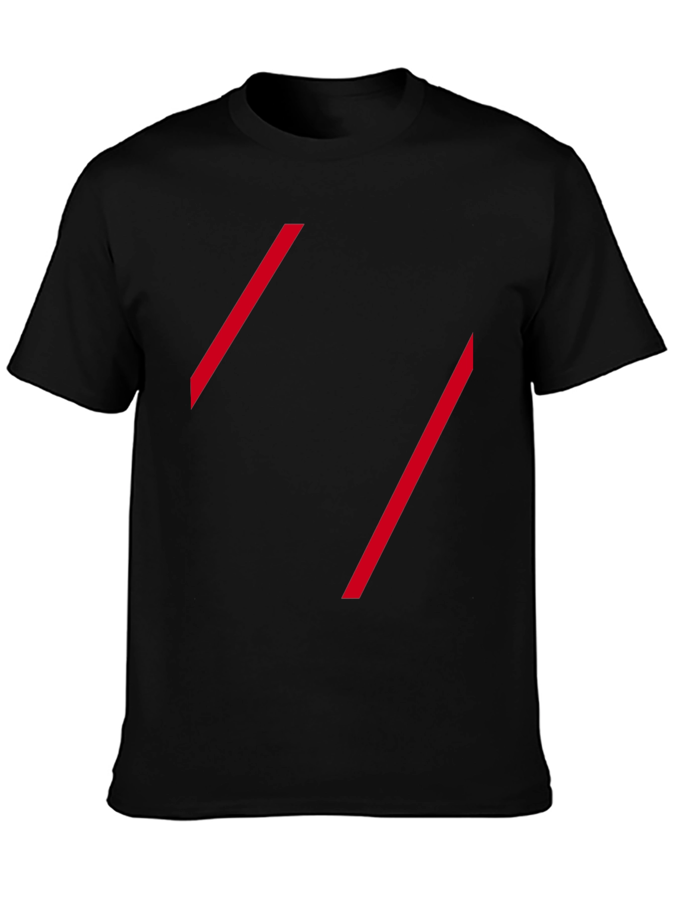 Modern Black Tee with Red Diagonal Lines