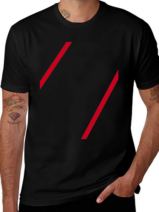 Modern Black Tee with Red Diagonal Lines