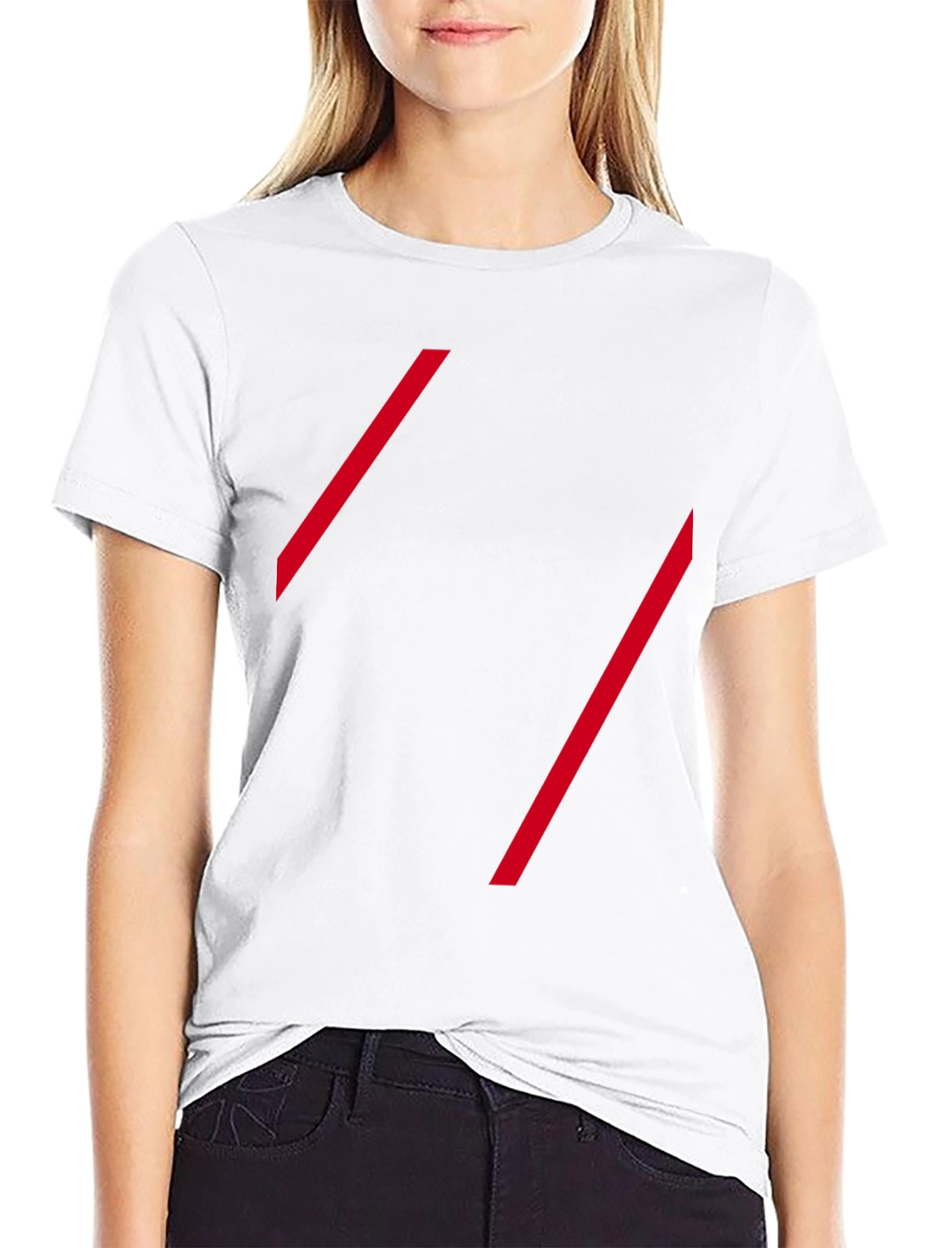Modern Black Tee with Red Diagonal Lines