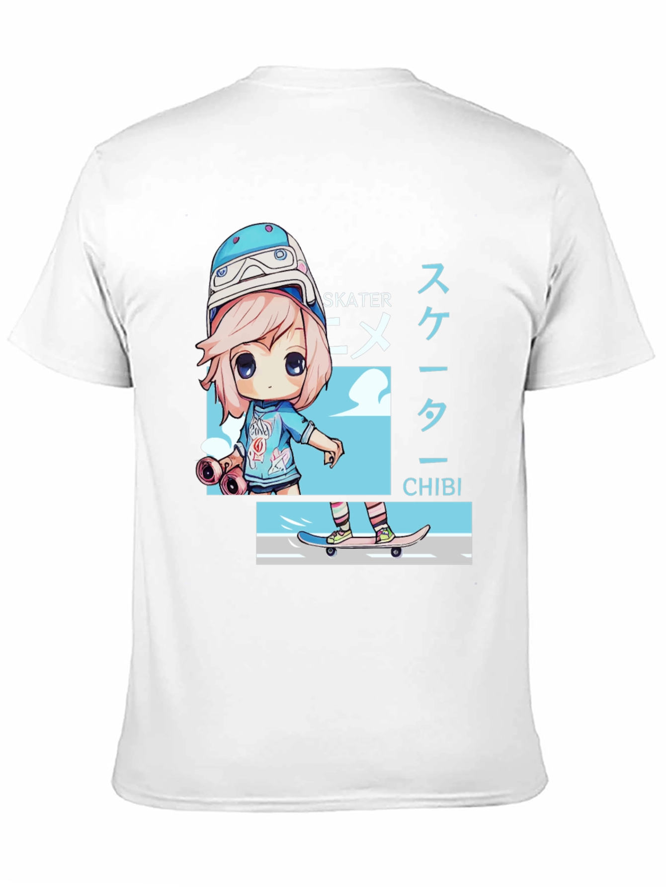 Anime Skater Chibi Black T-Shirt