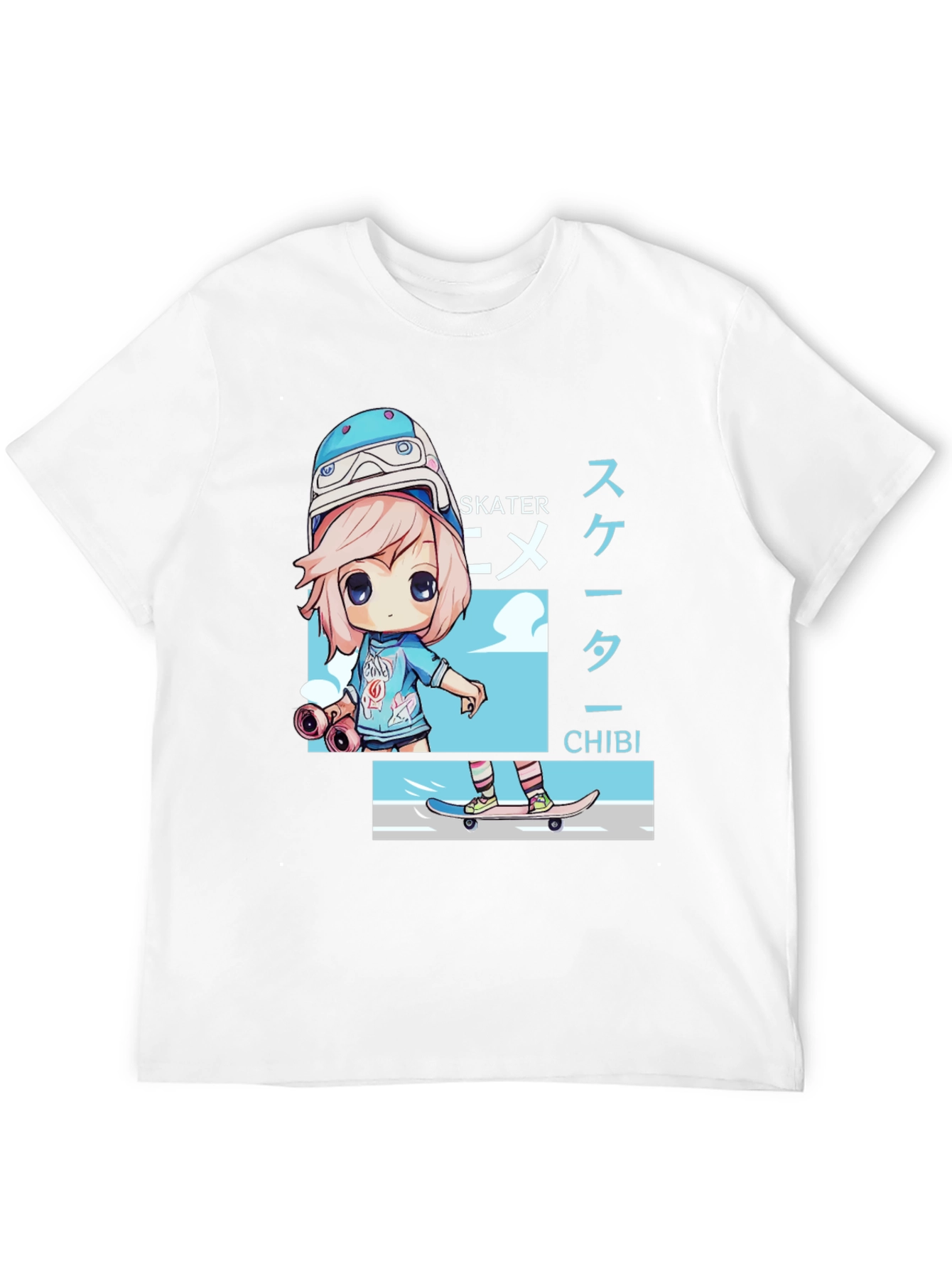 Anime Skater Chibi Black T-Shirt