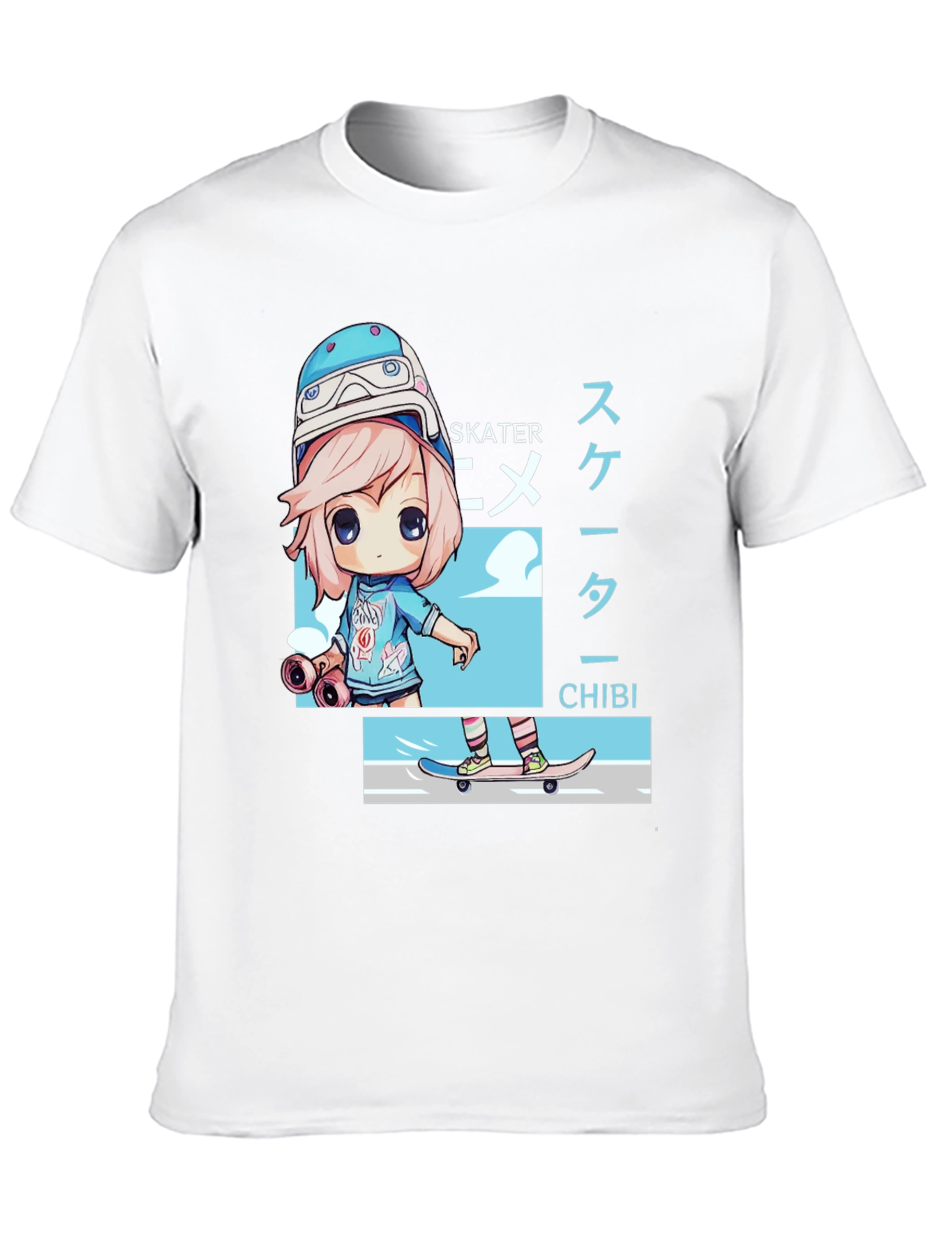 Anime Skater Chibi Black T-Shirt