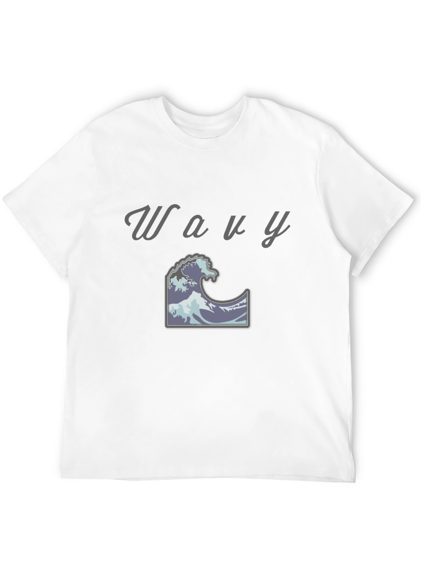Wavy Wave Design Black T-Shirt