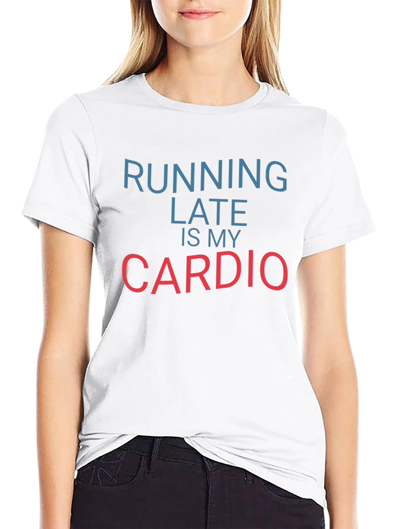 Funny Running Late Cardio Black T-Shirt