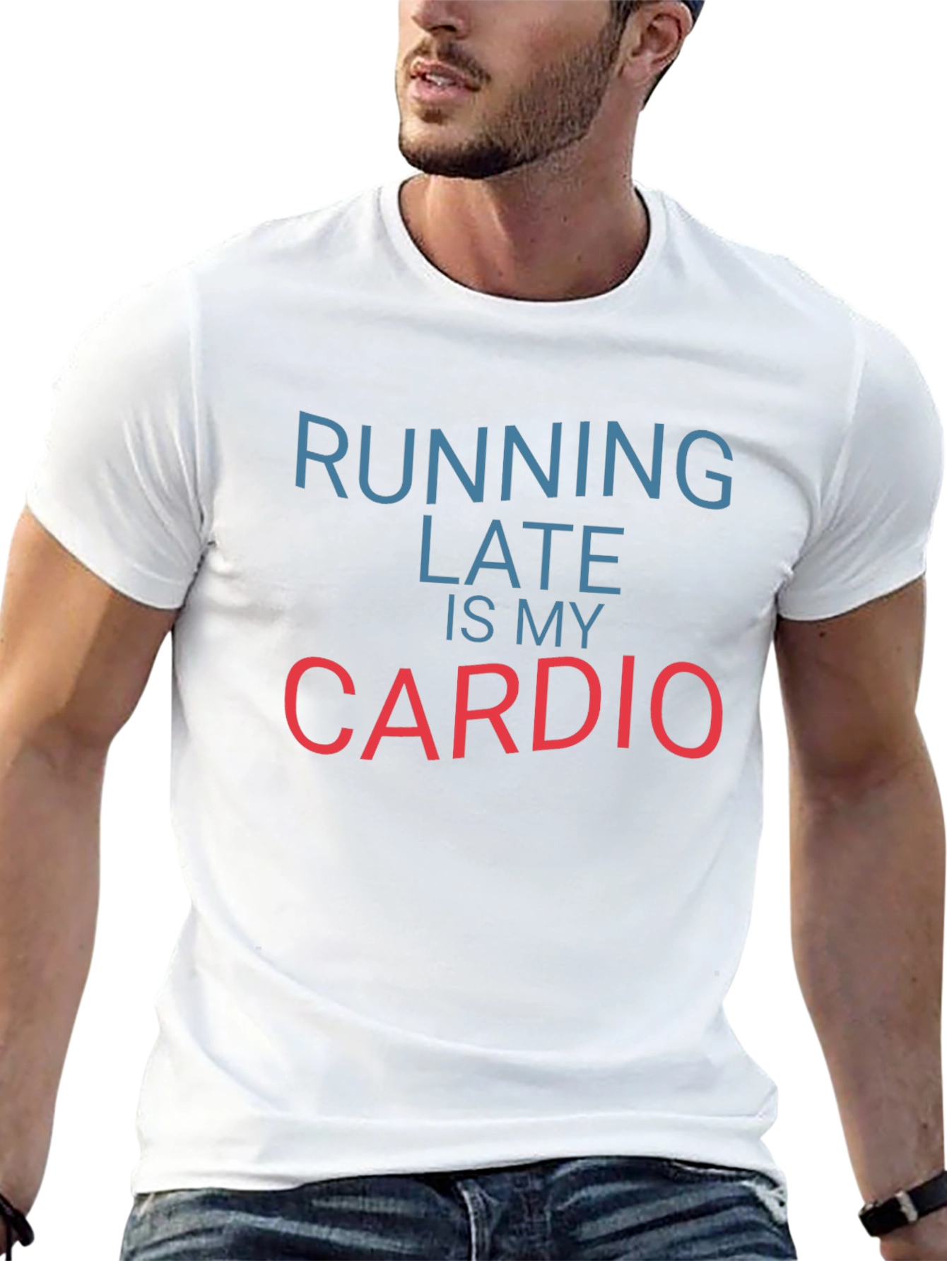 Funny Running Late Cardio Black T-Shirt