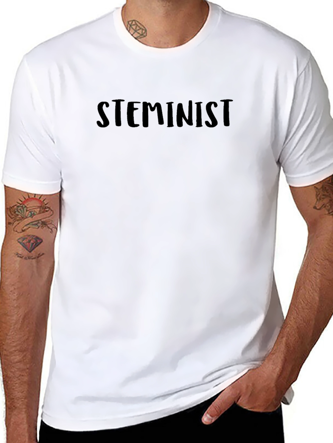 Steminist Black Tee - Science Feminist Statement Shirt