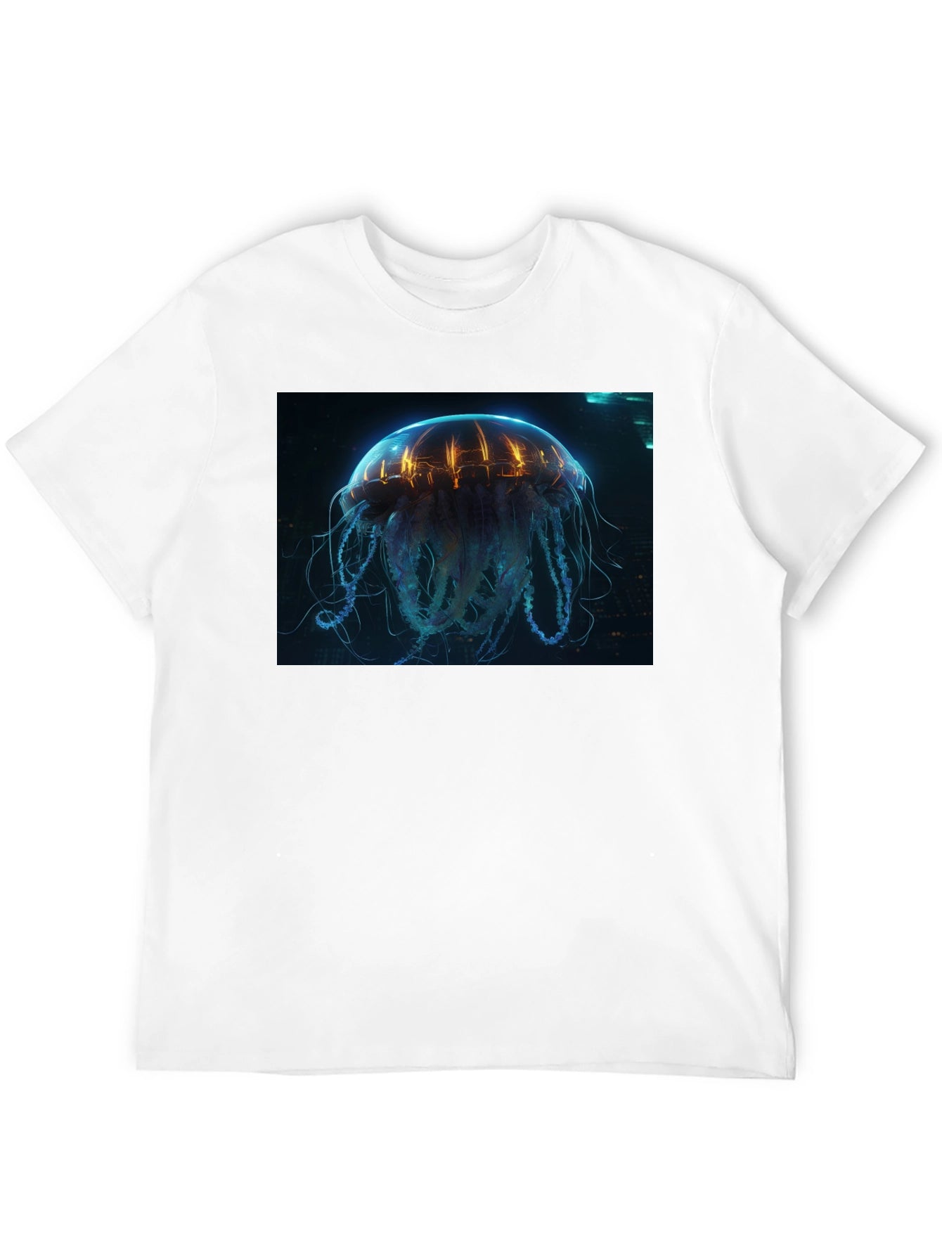 Cyberpunk Jellyfish Graphic Tee - Black Cotton
