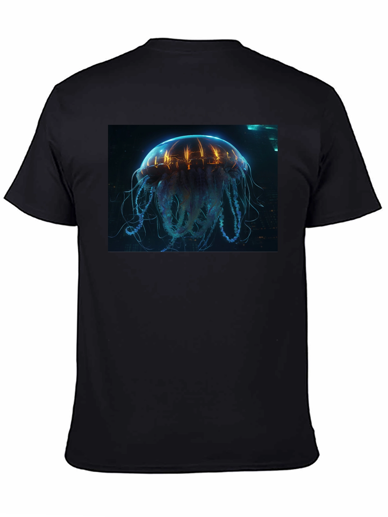 Cyberpunk Jellyfish Graphic Tee - Black Cotton