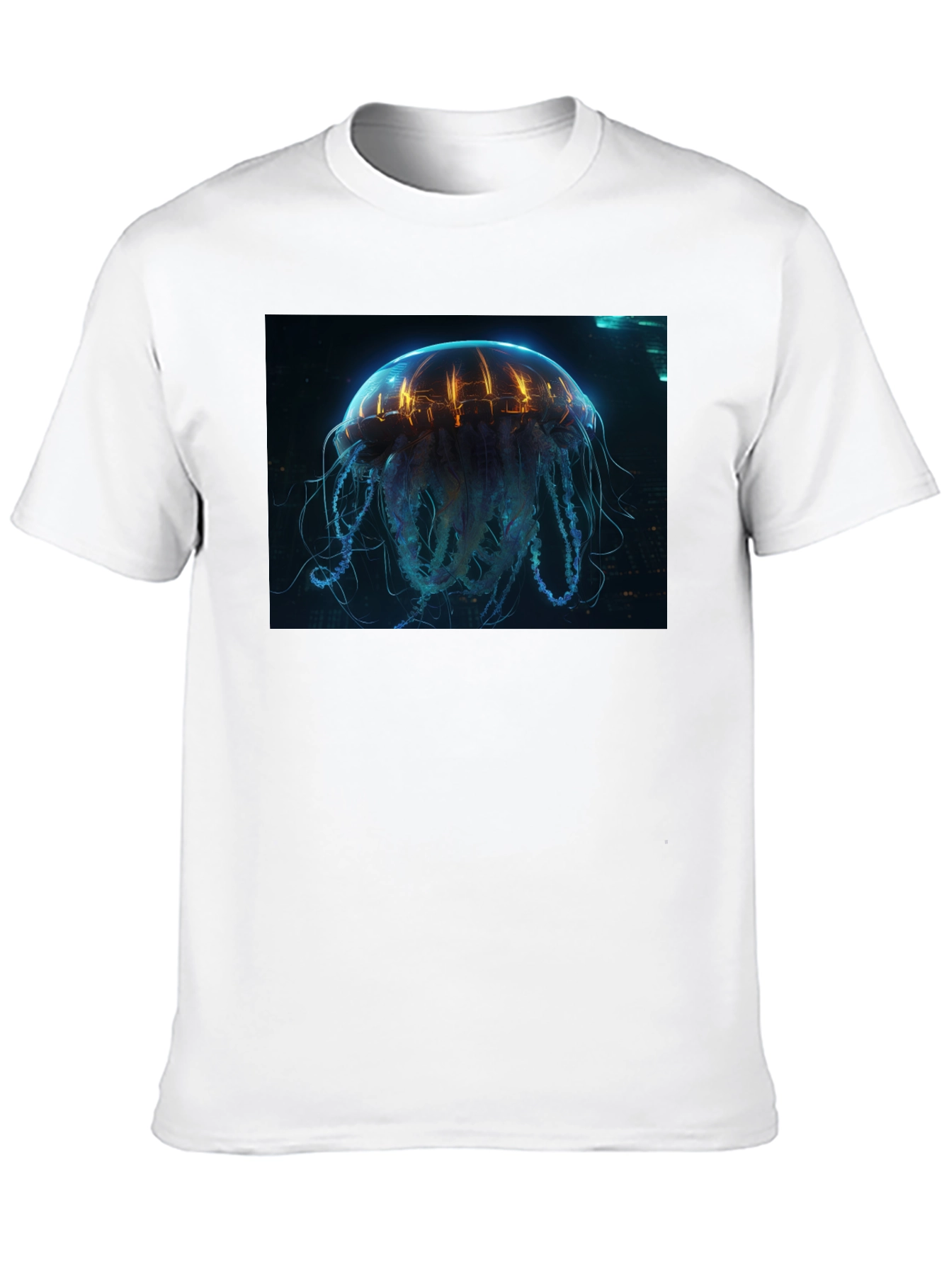 Cyberpunk Jellyfish Graphic Tee - Black Cotton