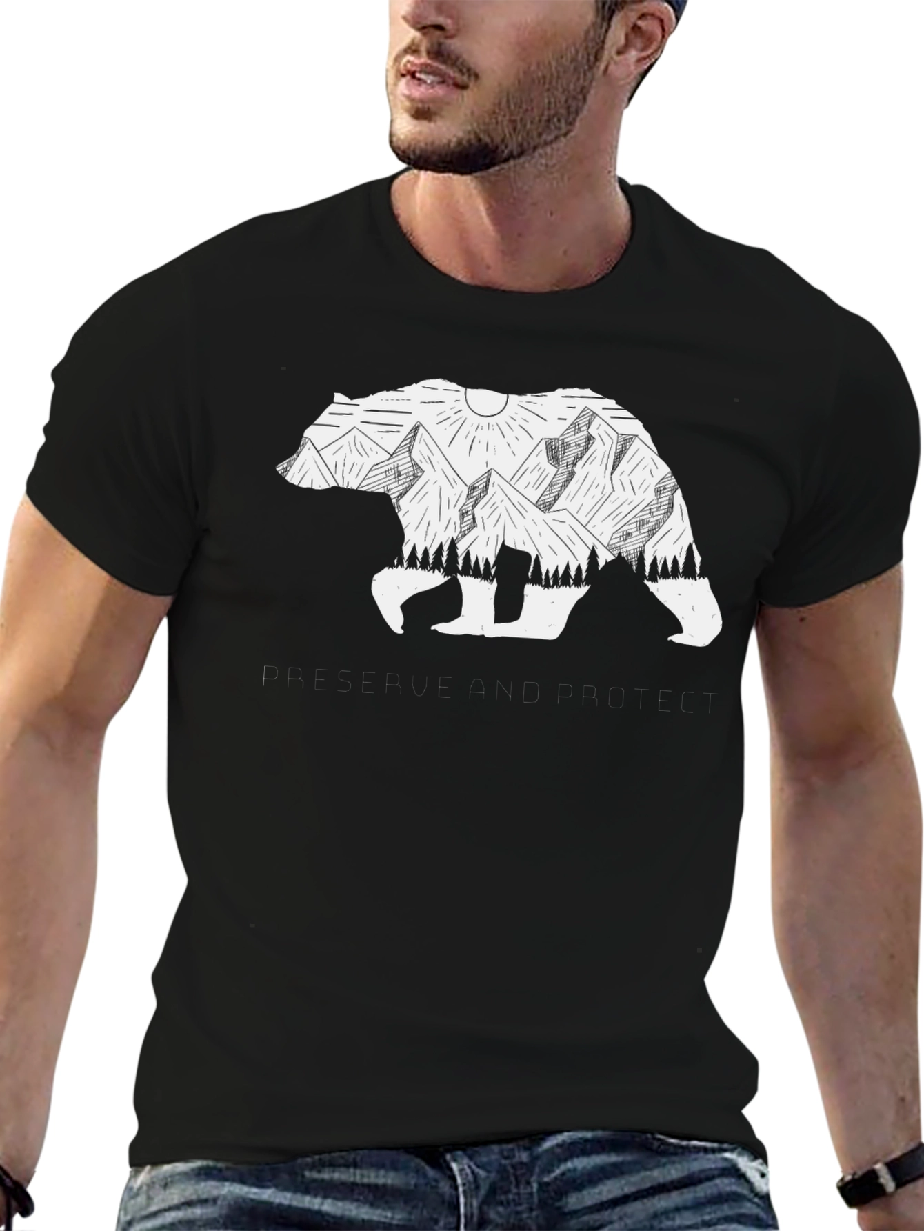 Mountain Bear Graphic T-Shirt - Nature Lover Tee