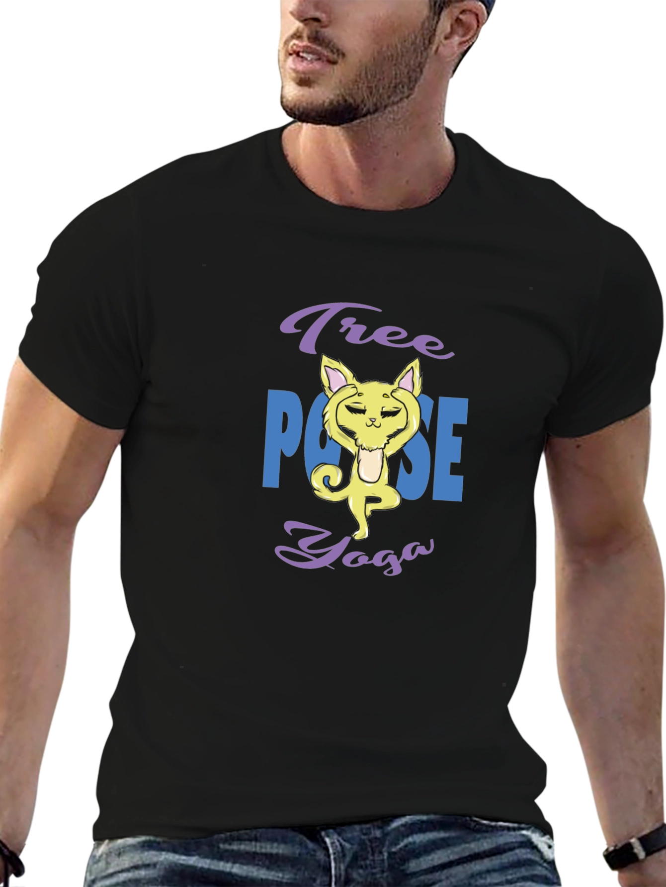 Yoga Cat T-Shirt: Tree Pose Design