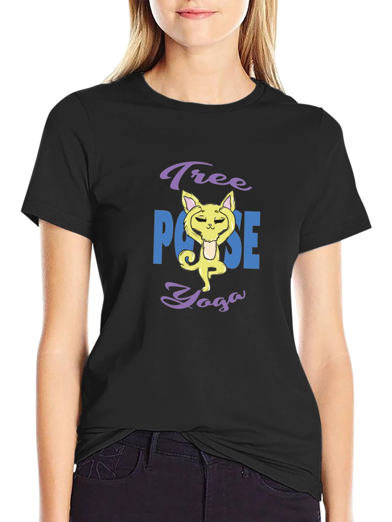 Yoga Cat T-Shirt: Tree Pose Design