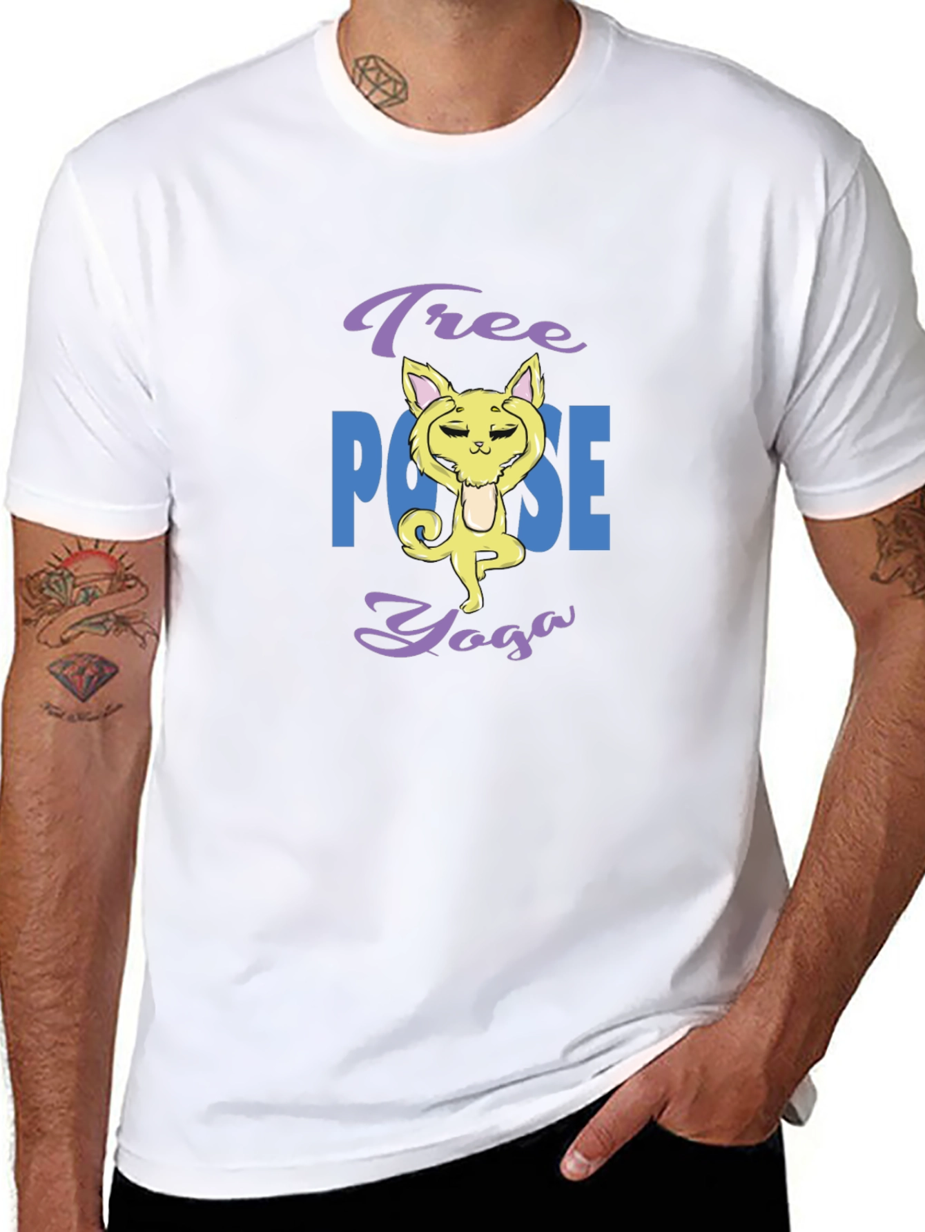 Yoga Cat T-Shirt: Tree Pose Design