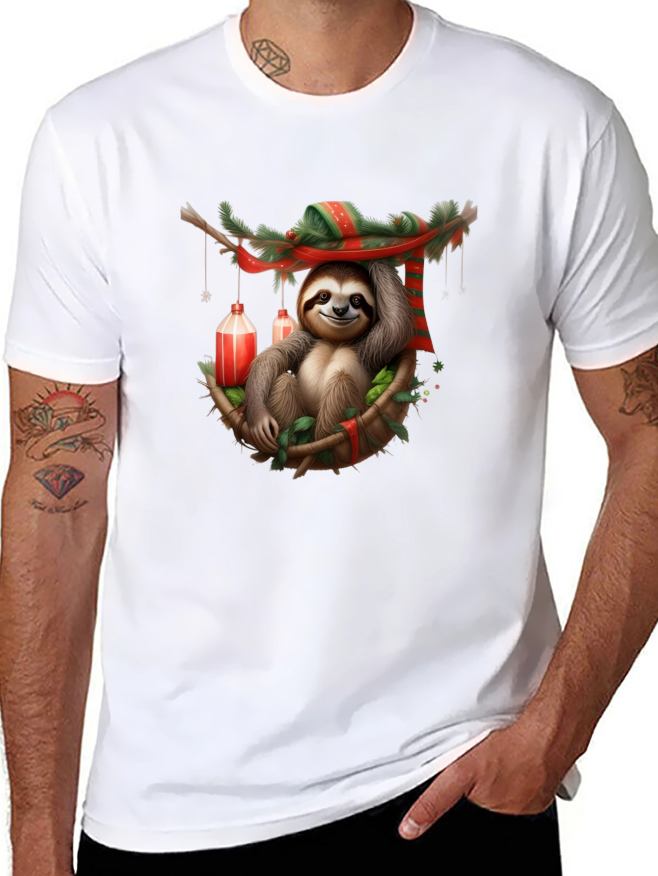 Festive Sloth T-Shirt - Holiday Style